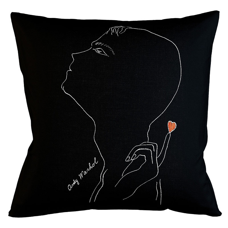 Декоративная подушка White Silhouette Lover Pillow Бежевый Черный Декоративная подушка White Silhouette Lover Pillow Бежевый Черный в Липецке | Loft Concept