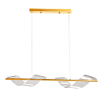 Люстра линейная золотистого цвета с двумя прозрачными волнистыми элементами Wave Line варинант исполнения - 2 | Loft Concept в Липецке