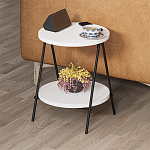Стол приставной с 2-мя круглыми белыми столешницами ESSEL SIDE TABLE WHITE варинант исполнения - 8 | Loft Concept в Липецке