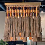 Люстра квадратная плетеная с бахромой Wicker Square Chandelier with Tassels варинант исполнения - 6 | Loft Concept в Липецке