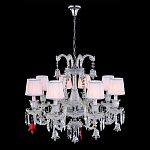 Люстра с 8-ю белыми текстильными абажурами и хрустальными подвесками Lustre Reverie варинант исполнения - 2 | Loft Concept в Липецке