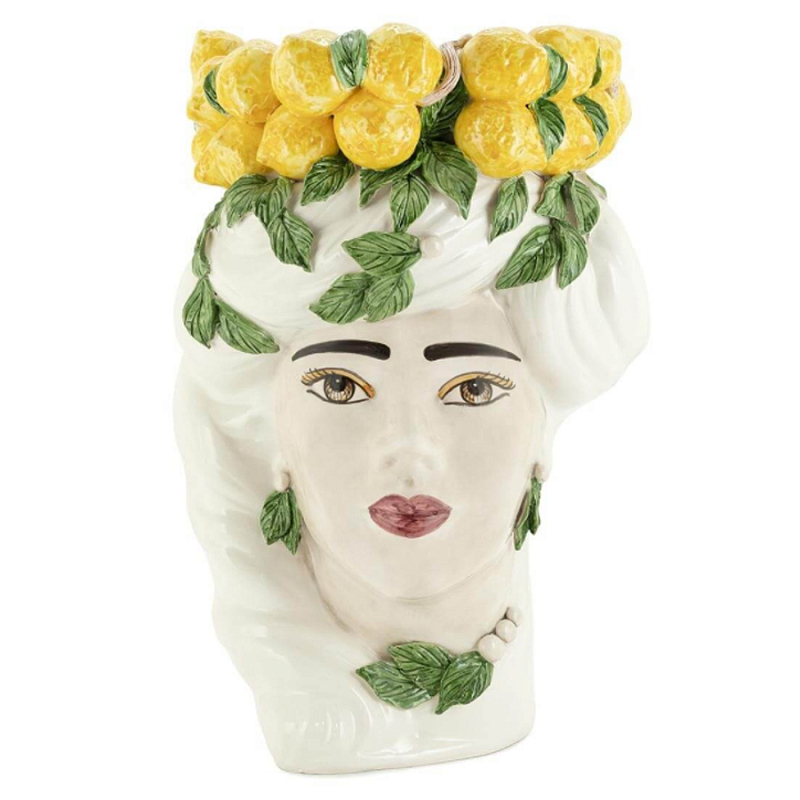 Ваза VASE LEMON HEAD LADY BIG Желтый Белый Ваза VASE LEMON HEAD LADY BIG Желтый Белый в Липецке | Loft Concept