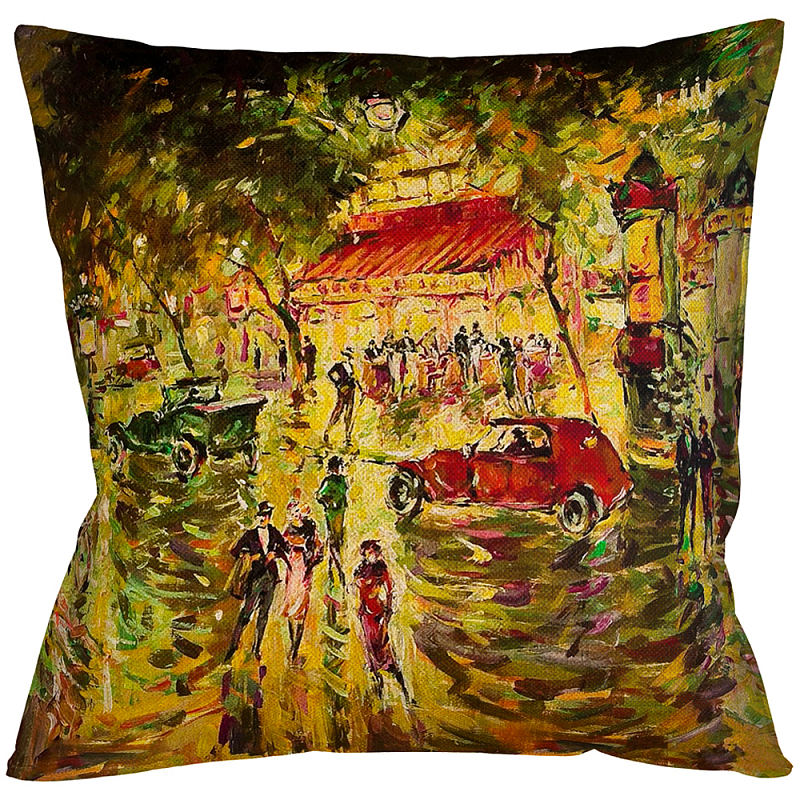 Подушка декоративная с цветным принтом Impressionism in Paris Мульти Бежевый Подушка декоративная с цветным принтом Impressionism in Paris Мульти Бежевый в Липецке | Loft Concept