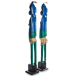 Комплект из 2-х деревянных статуэток Asmat Statuettes Blue Green варинант исполнения - 5 | Loft Concept в Липецке