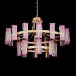 Люстра двухъярусная круглая с текстурными цилиндрическими плафонами Glimpse варинант исполнения - 1 | Loft Concept в Липецке