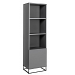 Стеллаж книжный цвета графит с 3-мя открытыми полками и дверкой Strict Lines варинант исполнения - 1 | Loft Concept в Липецке