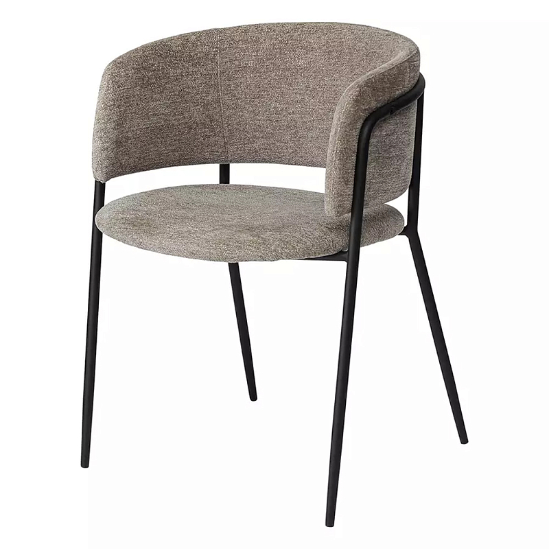 Стул полукруглый с каркасом из металла и мягким сиденьем и спинкой Soft Chenille Черный Капучино Стул полукруглый с каркасом из металла и мягким сиденьем и спинкой Soft Chenille Черный Капучино в Липецке | Loft Concept