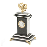 Часы настольные бронзовые с Гербом России из натурального камня Змевик Stone Clock варинант исполнения - 2 | Loft Concept в Липецке