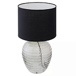 Настольная лампа с черным цилиндрическим тканевым абажуром и фактурным прозрачным основанием Black Cone варинант исполнения - 1 | Loft Concept в Липецке