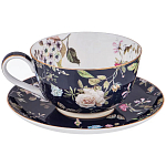 Чайный сервиз из фарфора темно-синий с рисунком цветов на 6 персон 14 предметов 300 мл Garden Whisper Porcelain Set  варинант исполнения - 1 | Loft Concept в Липецке