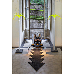 Дизайнерское кресло на металлическом каркасе с подставкой для ног Poltronova Mies Armchair варинант исполнения - 6 | Loft Concept в Липецке