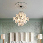 Люстра  с каскадом из круглых декоративных элементов  White Clear Glass Chandelier варинант исполнения - 5 | Loft Concept в Липецке