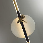 Подвесной светильник с шарообразным плафоном из алебастра и бронзовой декоративной стрекозой Alaris  варинант исполнения - 6 | Loft Concept в Липецке