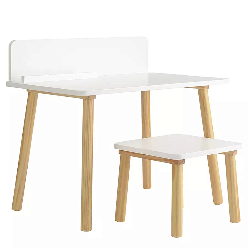 Набор детской мебели белый Childrens Table with Stool Белый Голубой Набор детской мебели белый Childrens Table with Stool Белый Голубой в Липецке | Loft Concept