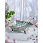 Блюдо прямоугольное из голубого фарфора с ручками и рисунком птиц и цветов Blue Garden варинант исполнения - 2 | Loft Concept в Липецке