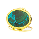 Зеркало карманное складное овальное из натурального камня Малахит с Хризоколлой Gold Stone Mirrors варинант исполнения - 2 | Loft Concept в Липецке