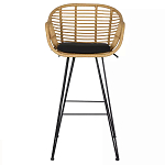 Стул барный с ротанговым плетением Half Bar Chair with Wicker с подлокотниками варинант исполнения - 1 | Loft Concept в Липецке