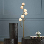 Торшер с 6-ю белыми стеклянными плафонами в форме шаров Gooseneck Pelle Chandelier варинант исполнения - 2 | Loft Concept в Липецке