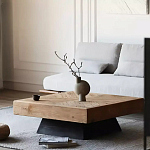 Дизайнерский журнальный стол квадратный с черным трапециевидным основанием Wokab варинант исполнения - 3 | Loft Concept в Липецке