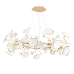 Люстра круглая с белыми лепестками из керамики и прозрачными хрустальными цветками Диаметр 82 см Wintery flovers варинант исполнения - 1 | Loft Concept в Липецке