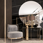 Настольная лампа с цилиндрическим абажуром из коричневой ткани и золотыми трубочками Brown Aura варинант исполнения - 4 | Loft Concept в Липецке