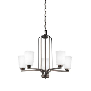 Люстра бронзового цвета с 5-ю матовыми стеклянными плафонами Generation Lighting