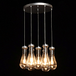 Люстра с 7-ю прозрачными плафонами из стекла в форме капли на круглом потолочном основании цвета хром Lucid Rain  варинант исполнения - 3 | Loft Concept в Липецке