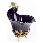 Чаша темно-синего цвета из фарфора с разноцветной птичкой Eden Garden porcelain and bronze варинант исполнения - 12 | Loft Concept в Липецке