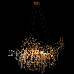 Подвесная люстра в виде ветвей деревьев золотого цвета с прозрачными подвесками-каплями 10 и 14 ламп Droplet Chandelier варинант исполнения - 4 | Loft Concept в Липецке