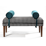 Банкетка Banquette PIED DE POULE с принтом гусиная лапка и синими подлокотниками  варинант исполнения - 1 | Loft Concept в Липецке