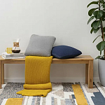 Плед из хлопка жемчужной вязки горчичного цвета Waffle Comfort варинант исполнения - 5 | Loft Concept в Липецке