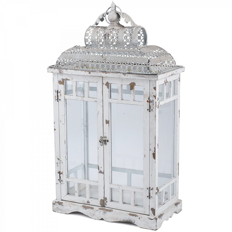 Подсвечник Provence Arbor Белый винтажная патина   Прозрачное Стекло в Липецке | Loft Concept 