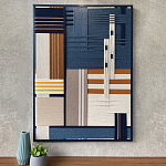 Панно из шнура Синяя геометрическая абстракция wall panel line Blue варинант исполнения - 1 | Loft Concept в Липецке