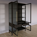 Витрина Primo со стеклянными фасадами и 2 ящиками Темный орех варинант исполнения - 6 | Loft Concept в Липецке