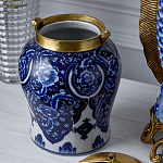 Ваза с насыщенным синим орнаментом и золотой крышкой Blue & White Ornament  варинант исполнения - 4 | Loft Concept в Липецке