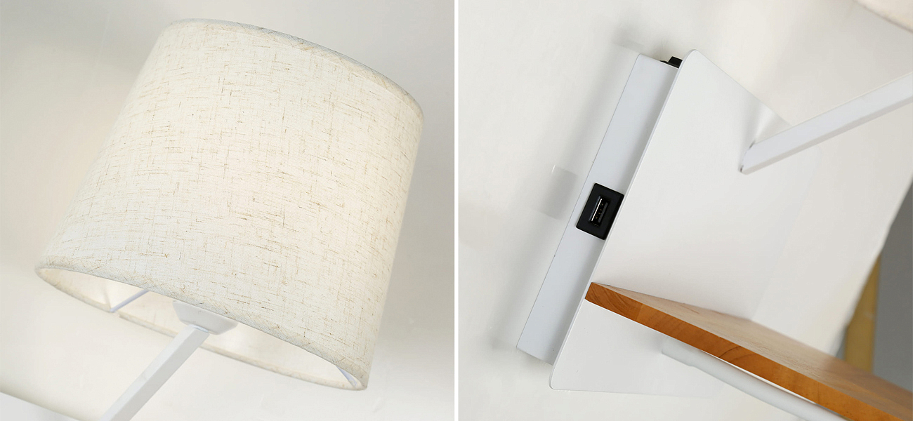 Бра с абажуром и гибким спотом Trumpet Wall White USB Бра с абажуром и гибким спотом Trumpet Wall White USB - Loft-Concept в Липецке