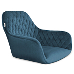 Стул с мягкой синей обивкой из велюра и подъемно-поворотным механизмом на черных колесиках Harper Blue варинант исполнения - 2 | Loft Concept в Липецке