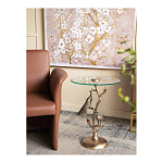 Столик с круглой стеклянной столешницей и корпусом в виде двух павлинов на ветке Table Two Peacocks варинант исполнения - 7 | Loft Concept в Липецке