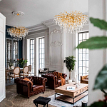 Люстра подвесная с прозрачными стеклянными подвесками в форме капель Диаметр 100 см Droplet Chandelier варинант исполнения - 11 | Loft Concept в Липецке