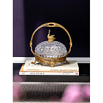 Конфетница из прозрачного рельефного стекла с ручкой и фигуркой лебедя Eden Garden варинант исполнения - 4 | Loft Concept в Липецке