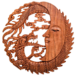 Панно из дерева дракон и луна Panel With Animals варинант исполнения - 1 | Loft Concept в Липецке