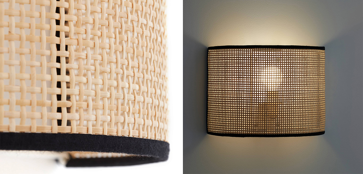 Бра Ottar Wicker Bamboo Cane beige black Бра Ottar Wicker Bamboo Cane beige black - Loft-Concept в Липецке