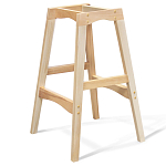 Барный стул со спинкой на 4-х деревянных ножках Оранжевый Велюр Ava Charm варинант исполнения - 4 | Loft Concept в Липецке