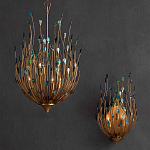 Бра настенное золотое с декором из бирюзовых элементов Peacock Tail варинант исполнения - 4 | Loft Concept в Липецке