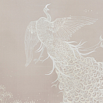 Обои ручная роспись в стиле Арт-деко Whistler Peacocks Special Colourway on Almost Mauve dyed silk варинант исполнения - 1 | Loft Concept в Липецке