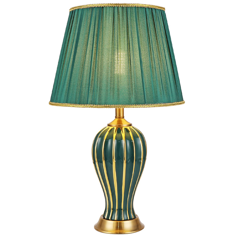Настольная лампа с абажуром Celestina Green Gold Lampshade Table Lamp Золотой Зеленый Настольная лампа с абажуром Celestina Green Gold Lampshade Table Lamp Золотой Зеленый в Липецке | Loft Concept