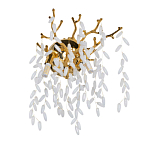 Бра золотого цвета с ветвями и белыми овальными стеклянными подвесками Droplet Chandelier варинант исполнения - 1 | Loft Concept в Липецке