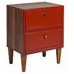 Тумба прикроватная красная из массива бука с 2-мя ящиками Wenge Light варинант исполнения - 1 | Loft Concept в Липецке