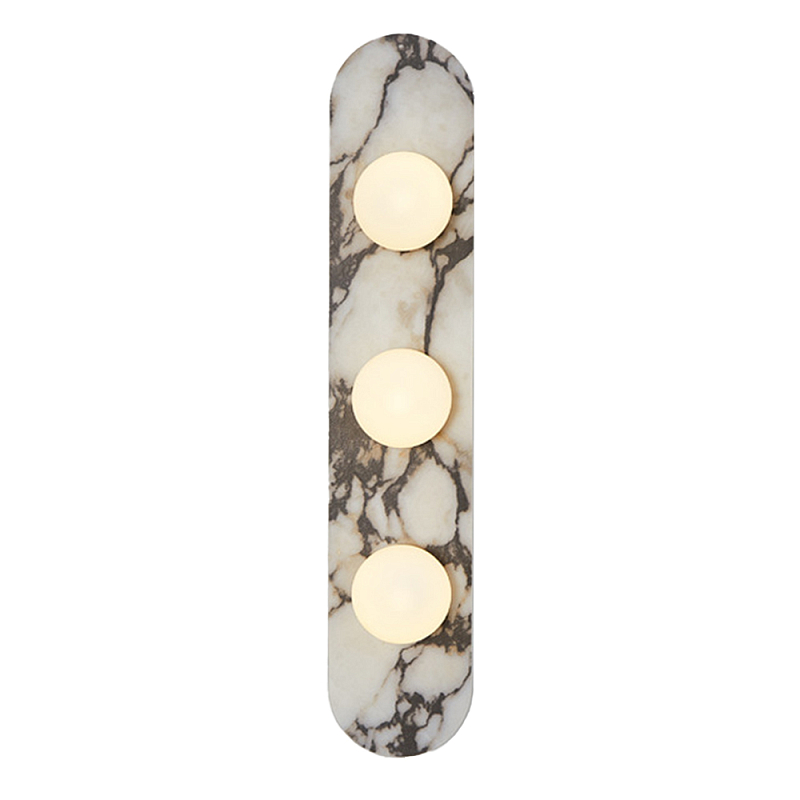 Бра с каменным основанием и 3-мя плафоном из стекла Shaw Marble Lighting Белый Черный Коричневый Бежевый Зеленый в Липецке | Loft Concept 