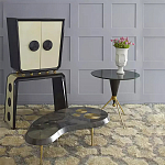 Дизайнерский журнальный столик с круглой столешницей на золотых ножках Risenbix варинант исполнения - 1 | Loft Concept в Липецке